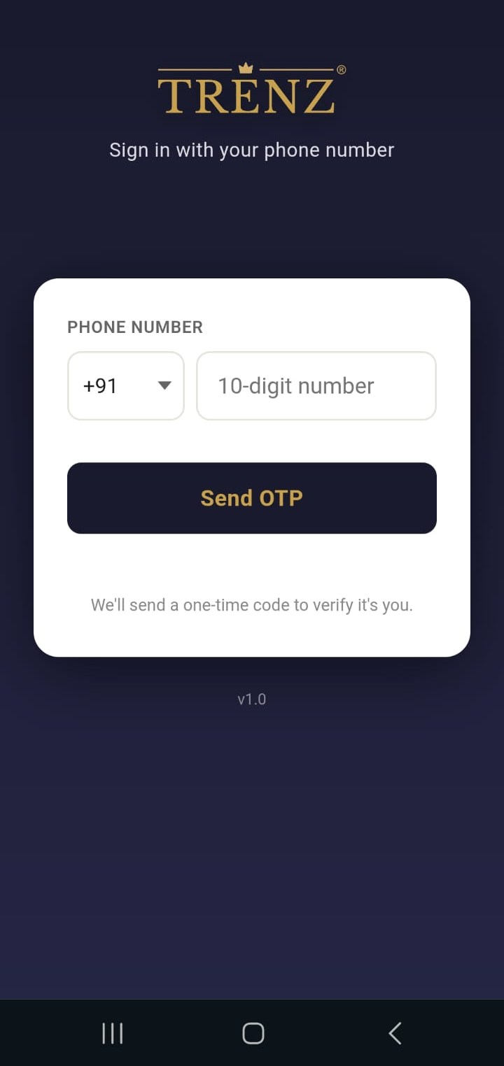 TRENZ Channel Partner App — secure phone-OTP sign-in