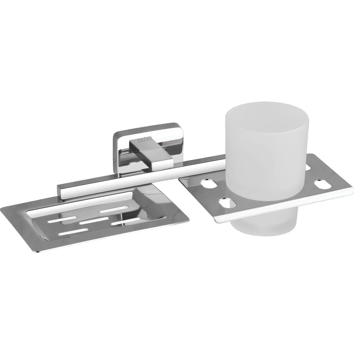 Soap Dish with Frosted Glass Tumbler Holder