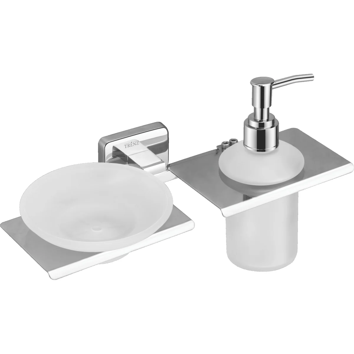Frosted Glass Soap Dish with Dispenser