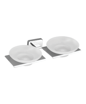 Frosted Glass Double Soap Dish Ni/ Cr Plated SS304